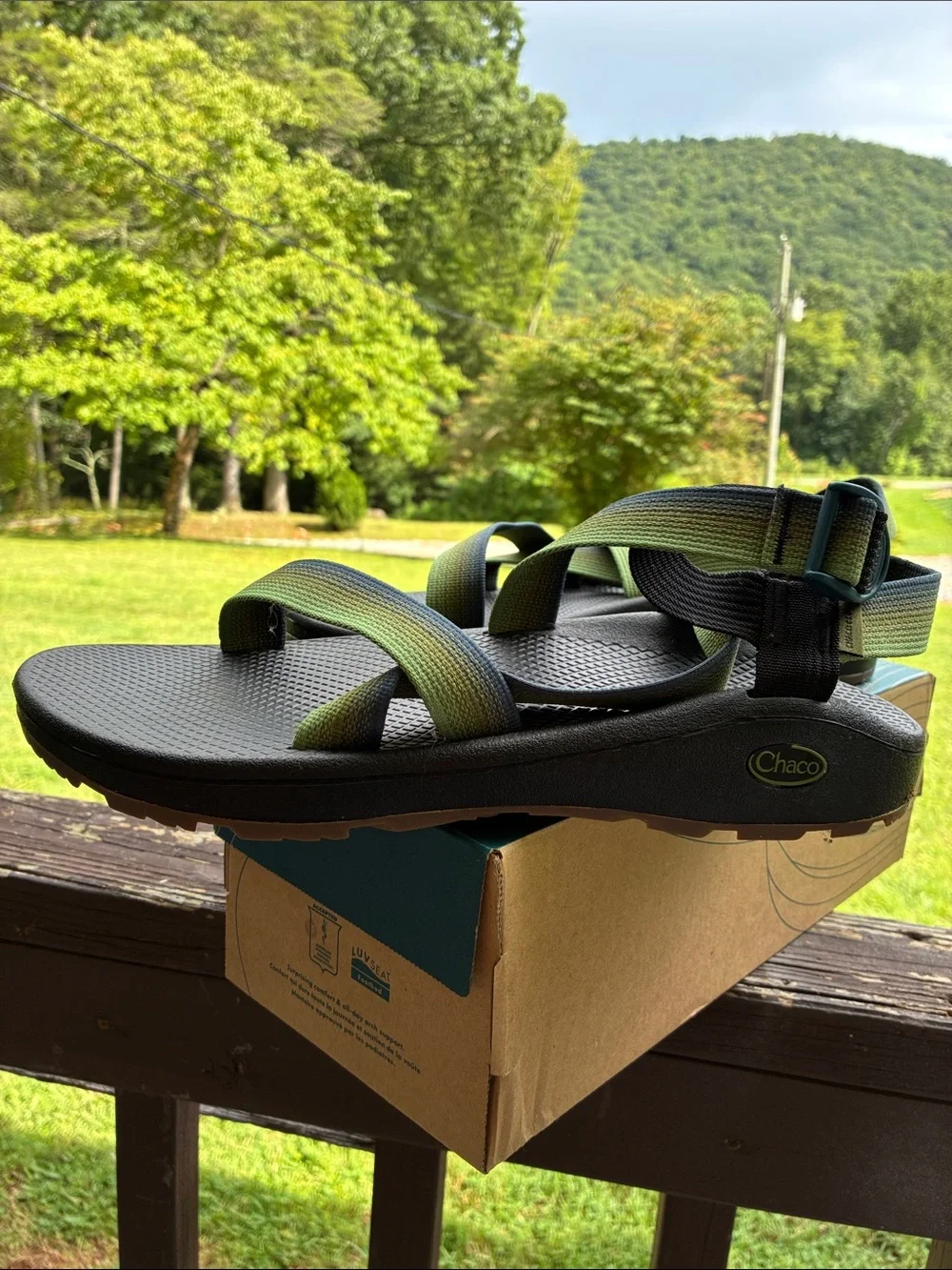 Chaco Men's ZCloud Sandals “Fade Green” with Green-Blue Gradient Straps